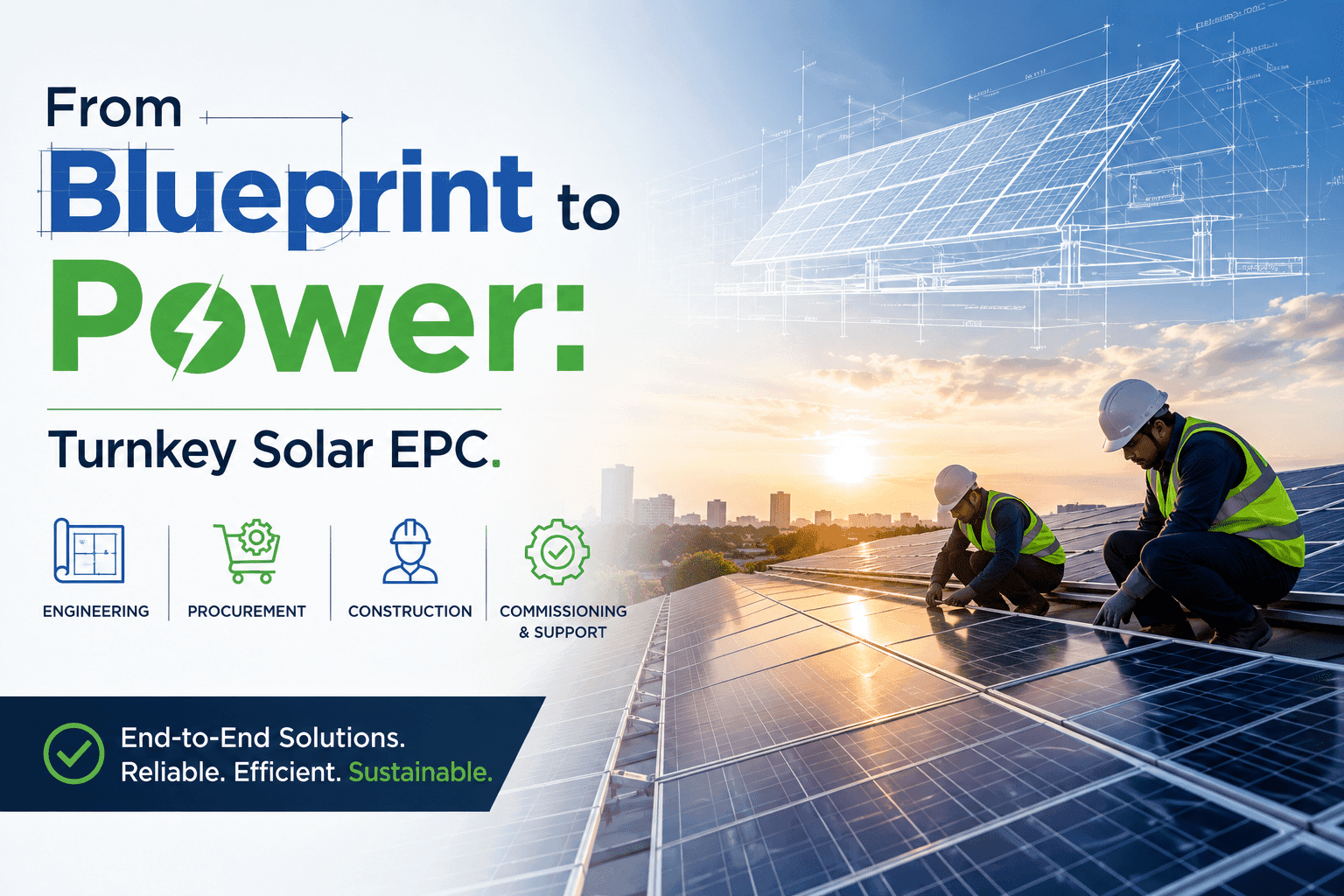 Large scale industrial solar installation illustration by Solin Green